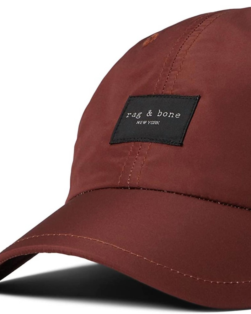 Front of a size one-size-fits-all Women Addison Baseball Cap In Redwood in Redwood by Rag & Bone. | dia_product_style_image_id:356062